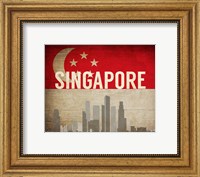 Singapore - Flags and Skyline Fine Art Print