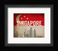 Singapore - Flags and Skyline Fine Art Print