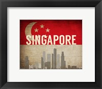 Singapore - Flags and Skyline Fine Art Print