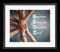 Together Everyone Achieves More - Stacking Hands Framed Print