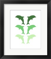 Leaping Dolphins - Green Fine Art Print