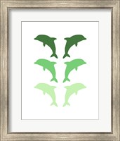 Leaping Dolphins - Green Fine Art Print