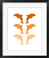 Leaping Dolphins - Orange Fine Art Print