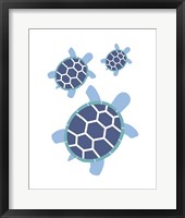 Three Turtles - Blue Fine Art Print