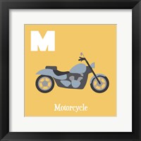 Transportation Alphabet - M is for Motorcycle Framed Print