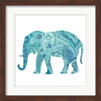 Boho Teal Elephant II Fine Art Print