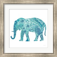 Boho Teal Elephant II Fine Art Print