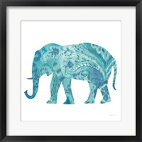 Boho Teal Elephant II Fine Art Print