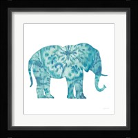 Boho Teal Elephant I Framed Print