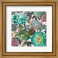 Floral Succulents v2 Crop on Pink Fine Art Print