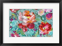 Bright Floral Medley Crop Turquoise Fine Art Print