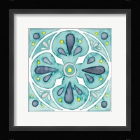 Garden Getaway Tile VI Teal Framed Print