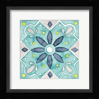Garden Getaway Tile V Teal Framed Print