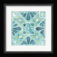 Garden Getaway Tile IX Teal Framed Print