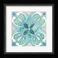 Garden Getaway Tile IV Teal Framed Print