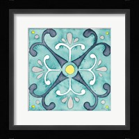 Garden Getaway Tile III Teal Framed Print