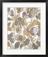 Painted Tropical Screen II Gray Gold Framed Print