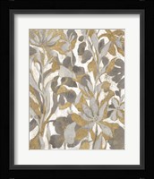 Painted Tropical Screen I Gray Gold Framed Print