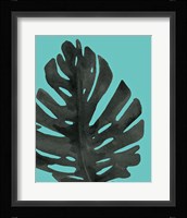 Tropical Palm I BW Turquoise Framed Print