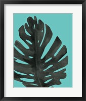 Tropical Palm I BW Turquoise Framed Print