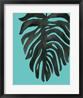 Tropical Palm II BW Turquoise Framed Print