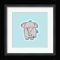 Blue Background Elephant Framed Print