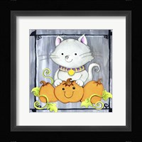 Pumpkins and Kitty 1 Framed Print
