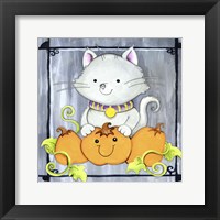 Pumpkins and Kitty 1 Framed Print