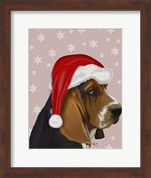 Basset Hound, Christmas Hat Fine Art Print