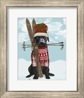 Black Labrador, Skiing Fine Art Print