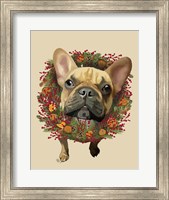 French Bulldog, Cranberry Wreath Fine Art Print