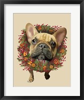 French Bulldog, Cranberry Wreath Fine Art Print