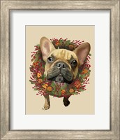 French Bulldog, Cranberry Wreath Fine Art Print