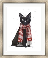 Black Cat, Red Scarf Fine Art Print