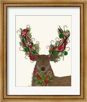 Deer, Candy Cane Wreath Fine Art Print
