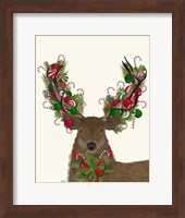 Deer, Candy Cane Wreath Fine Art Print