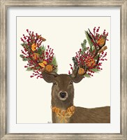 Deer, Cranberry and Orange Wreath Fine Art Print