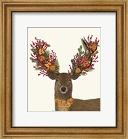 Deer, Cranberry and Orange Wreath Fine Art Print