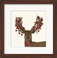 Deer, Homespun Wreath Fine Art Print