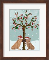 French Bulldogs and Christmas Tree Fine Art Print
