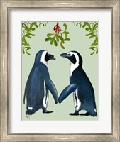 Penguins And Mistletoe Fine Art Print