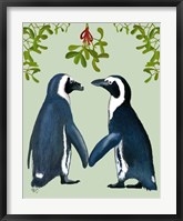 Penguins And Mistletoe Fine Art Print