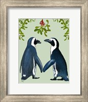 Penguins And Mistletoe Fine Art Print