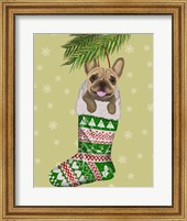 French Bulldog in Christmas Stocking Fine Art Print