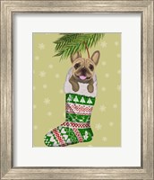 French Bulldog in Christmas Stocking Fine Art Print