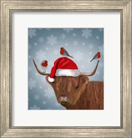 Highland Cow and Robins Fine Art Print
