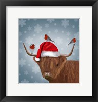 Highland Cow and Robins Fine Art Print