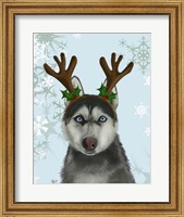 Husky and Antlers Fine Art Print