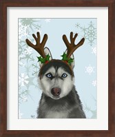 Husky and Antlers Fine Art Print