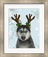 Husky and Antlers Fine Art Print